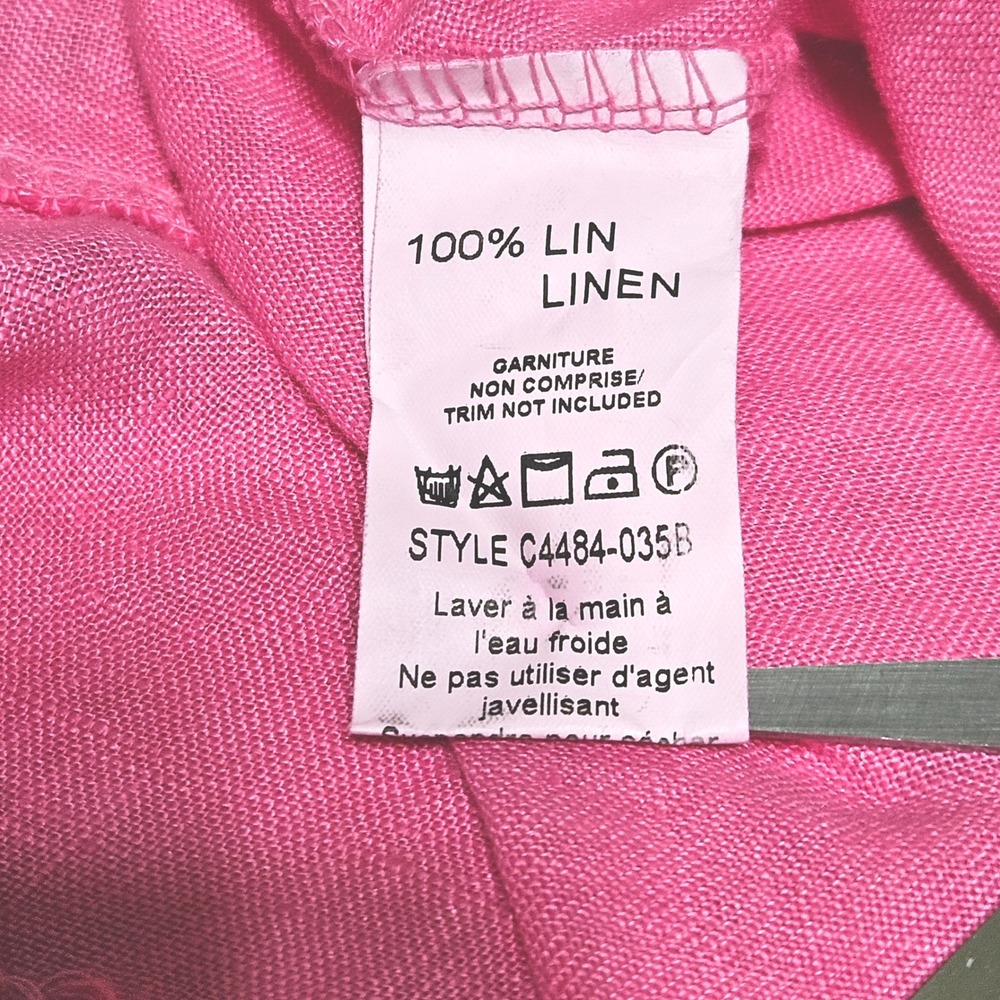 Charlie B 100% Linen Tank Top M Pink Frayed Hem Square Neck‎ Summer Coastal Boho - Picture 6 of 11